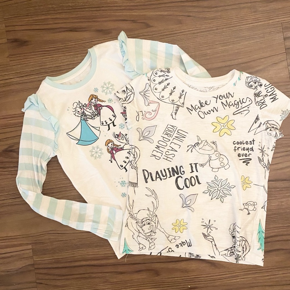 Disney Girls Frozen Graphic Tee Bundle Size M 7/8
